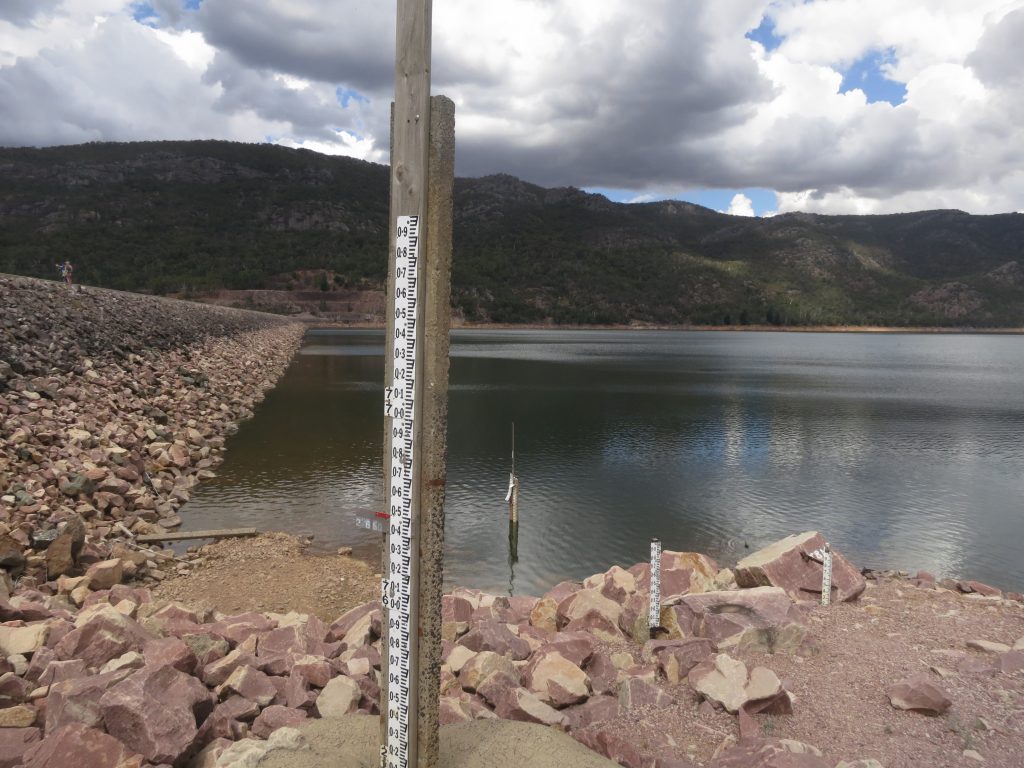 Staff gauges at halls gap dam